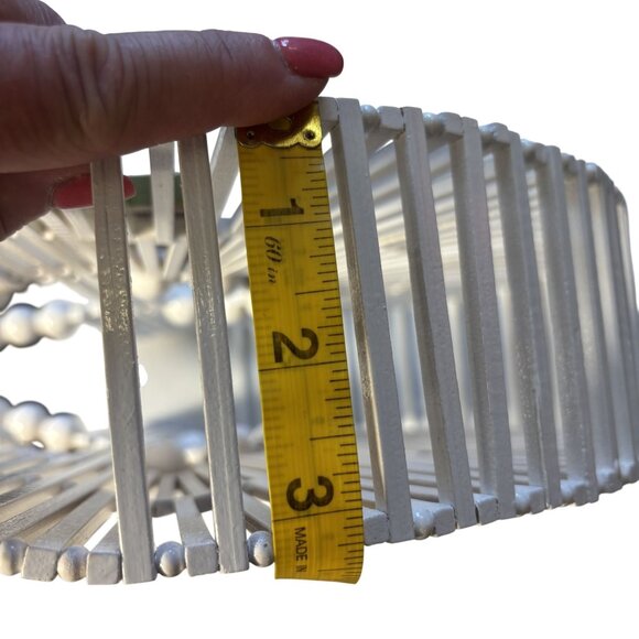 Crochet-Accented Teal Blue Kaftan Dress & White Beaded Bamboo Handbag Set - Picture 5 of 12